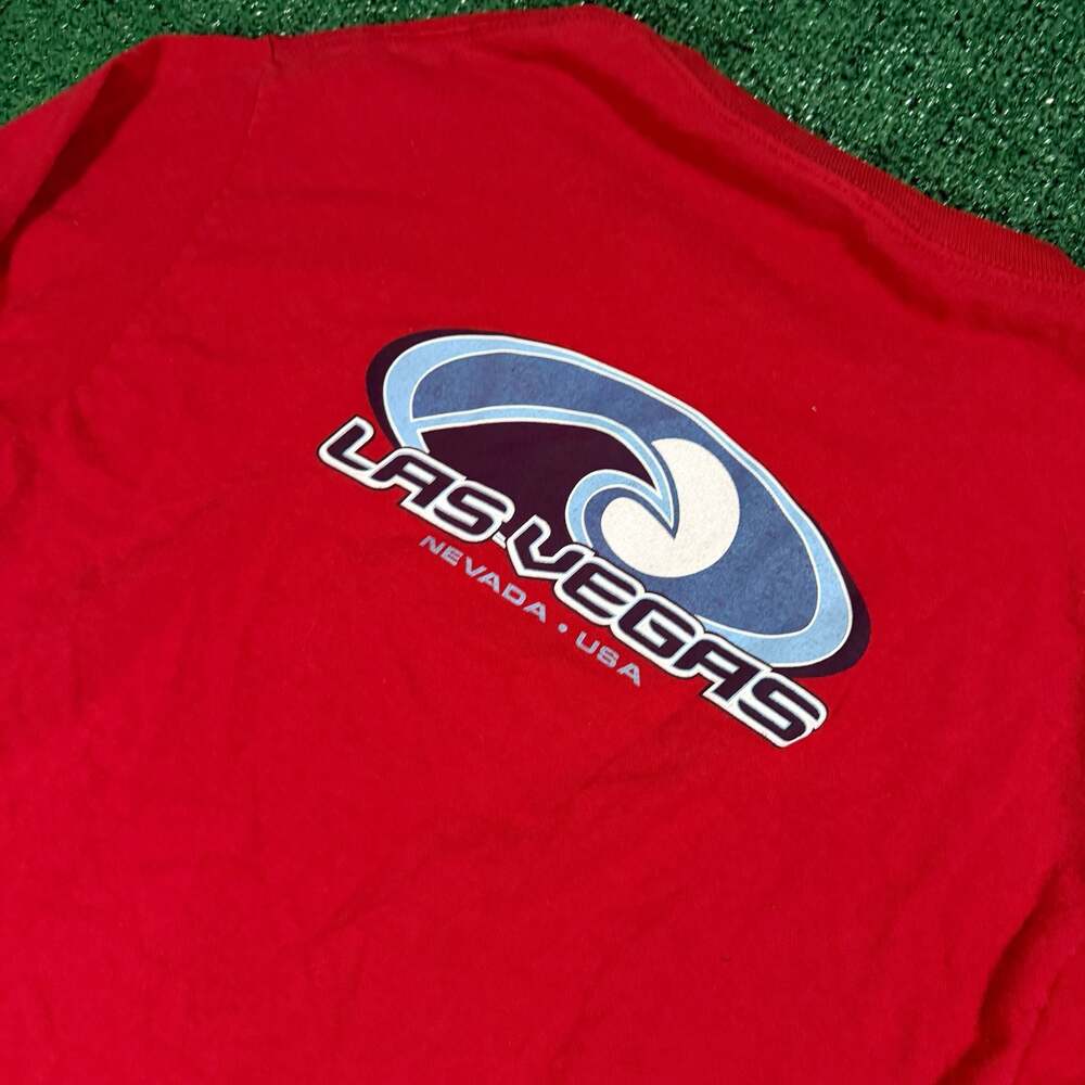 Y2K Red Las Vegas Long Sleeve T-Shirt Wave Logo Large - Picture 5 of 8